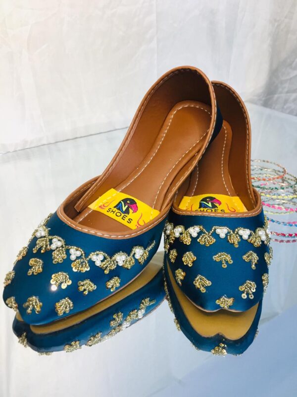 Embellished Teal Blue Khussa