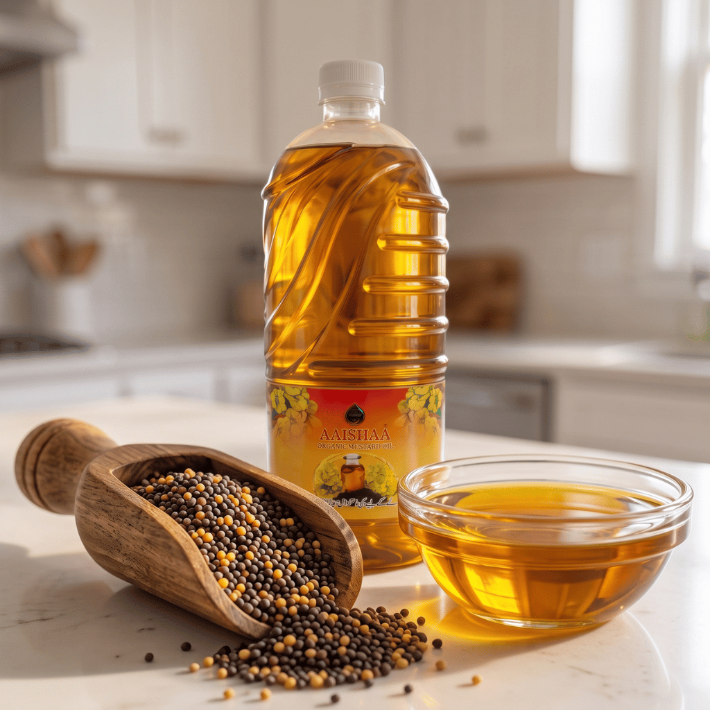 Premium raw yellow and black mustard seeds used for extracting pure Aaishaa Organic Cold Pressed Oil.