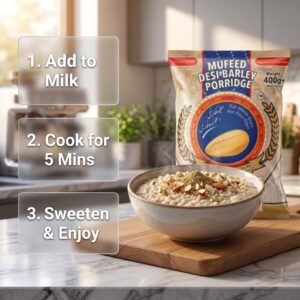 Step by Step Recipe to Cook Grainy Mufeed Talbina Porridge with Milk