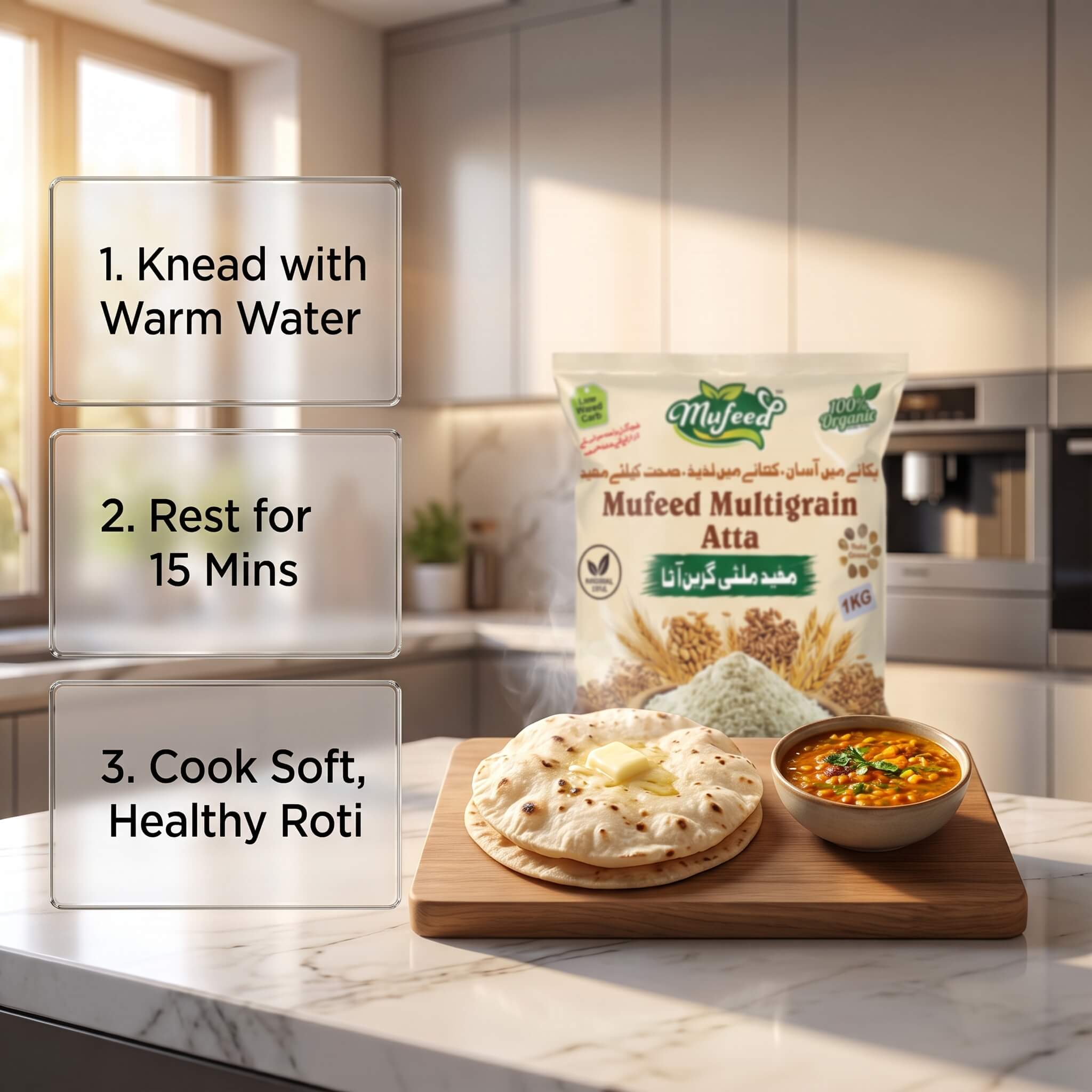Step by Step Guide to Making Soft Healthy Roti with Mufeed Multigrain Flour