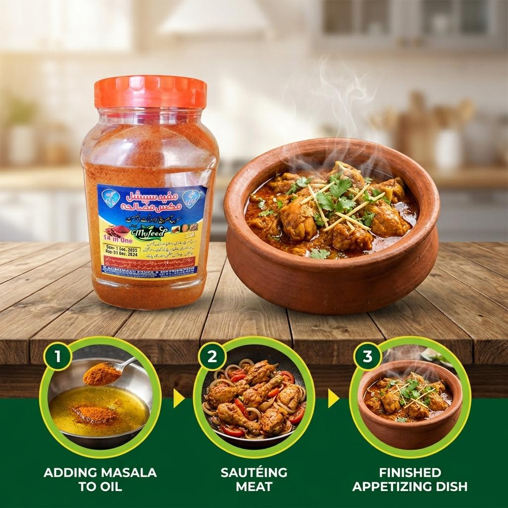 Salan cooking in a traditional handi using Mufeed Special Mix Masala