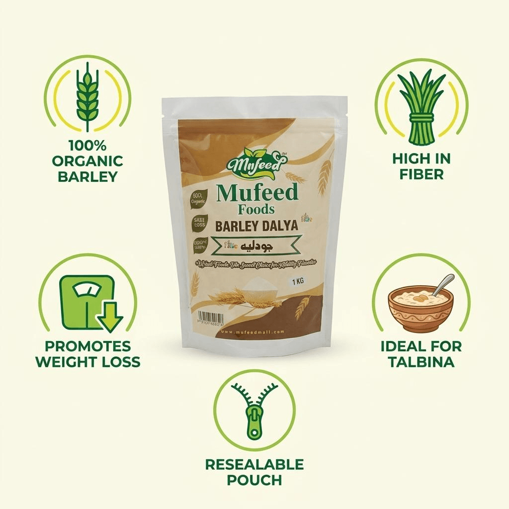 Close-up of premium high fiber ground barley grains texture